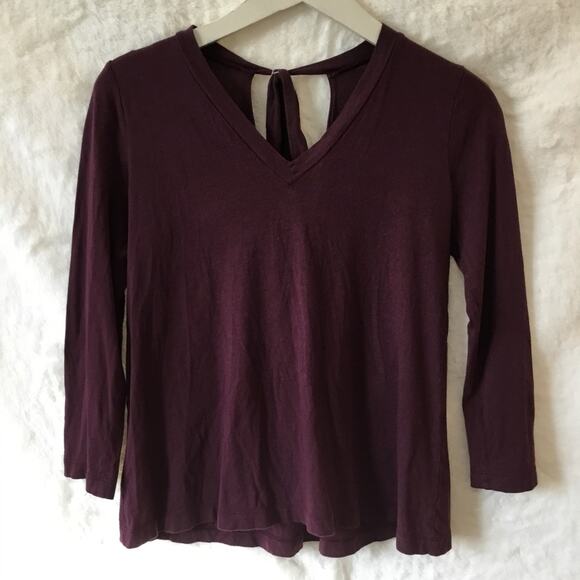 LOFT Tops - Loft Burgundy V-Neck Long Sleeve Top